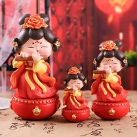 网红大唐不夜城不倒翁小姐姐摆件国潮礼物西安文创娃娃旅游纪念品